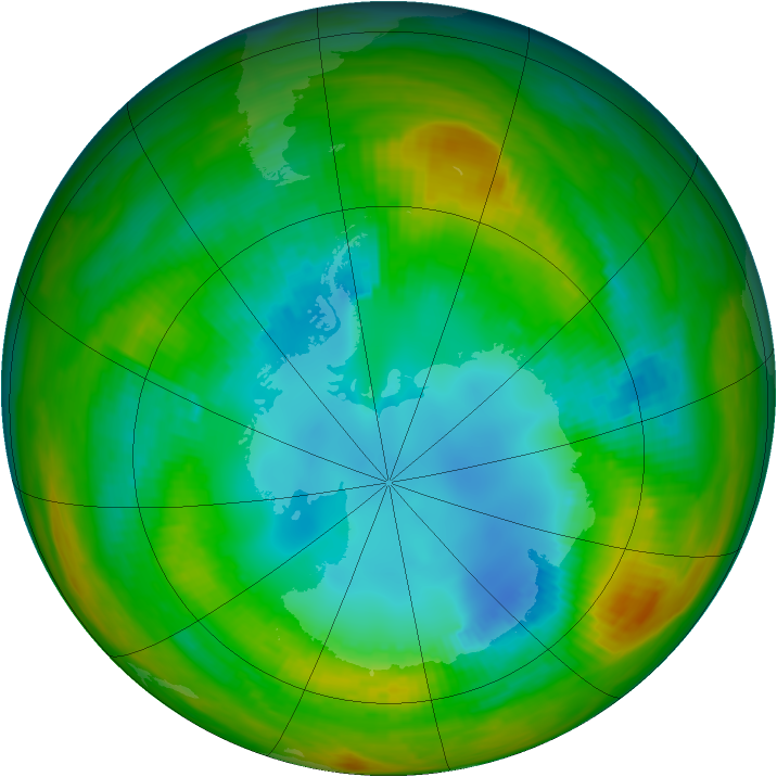 Antarctic ozone map for 16 August 1983